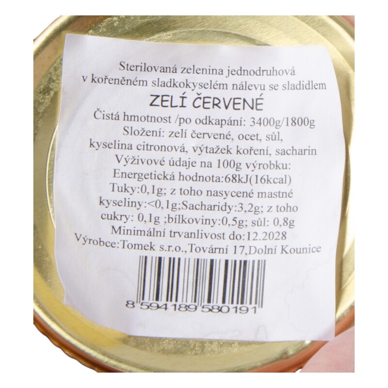 Kapusta červená 4/1S  3600g (1800g)