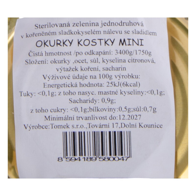 Uhorky kocky 4/1S  3340g (2000g)