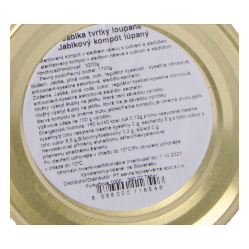 Jablká lúpané štvrtené 4/1S  3050g (1495g)