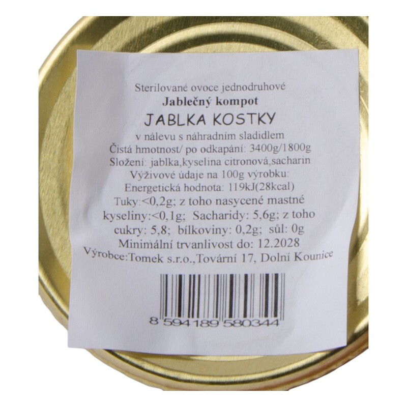 Jablká kocky 4/1S  2900g (1800g)