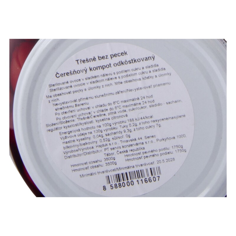 Čerešně odkôstkované 4/1S 3500g/1850g