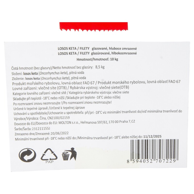 MRAZ. KETA losos filet s kožu /10kg
